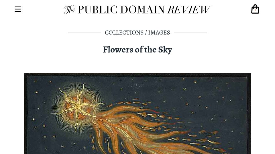 Screenshot of publicdomainreview.org: Depictions of Celestial Objects Spanning Nearly a Millennium (2014)