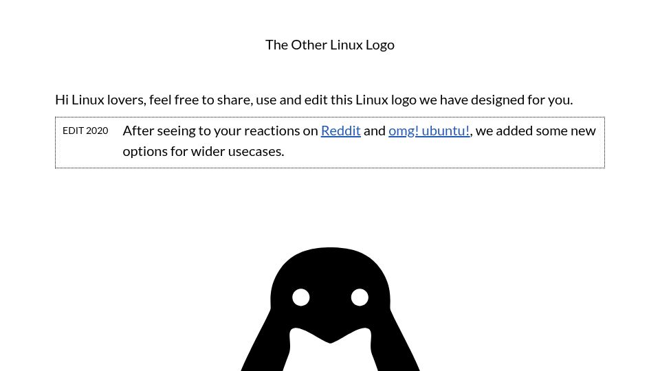 Screenshot of ecogex.com: The Other Linux Logo