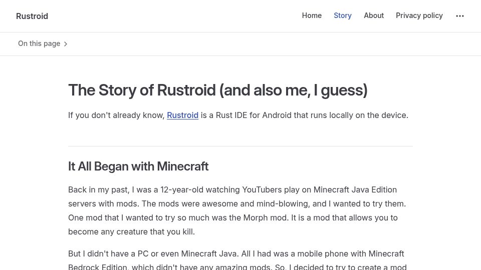 Screenshot of rustroid.is-a.dev: Rustroid, a Rust IDE for Android