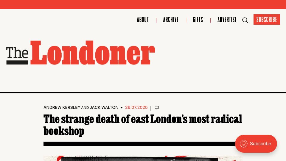 Screenshot of the-londoner.co.uk: The death of east London's most radical bookshop