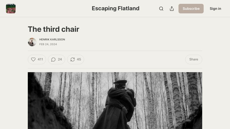 Screenshot of henrikkarlsson.xyz: The Third Chair