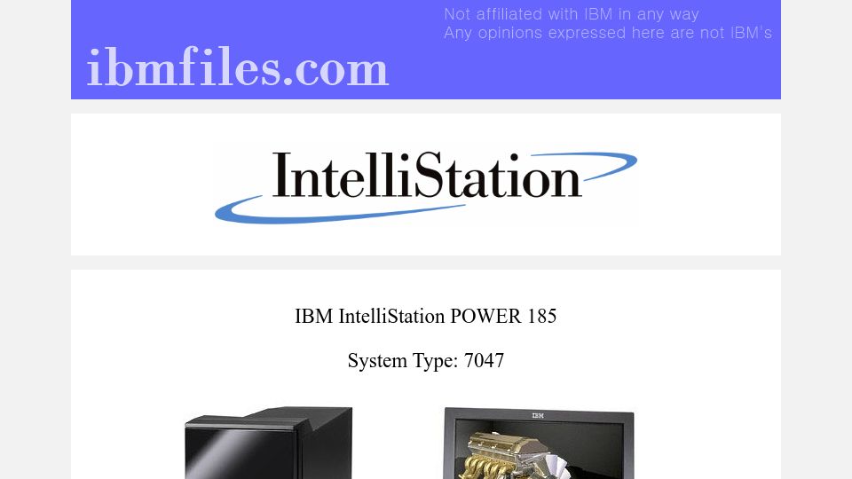 Screenshot of ibmfiles.com: IBM Intellistation 185 AIX workstation (2016)