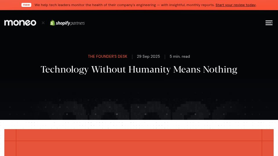 Screenshot of moneo.com.tr: Technology without humanity means nothing