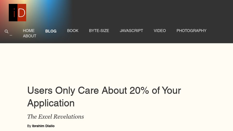 Screenshot of idiallo.com: Users only care about 20% of your application