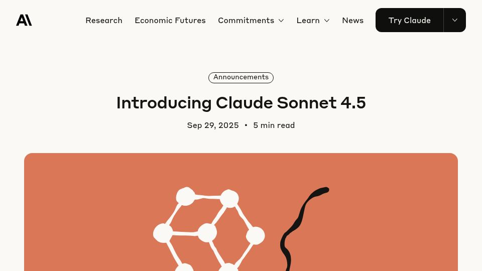 Screenshot of anthropic.com: Claude Sonnet 4.5