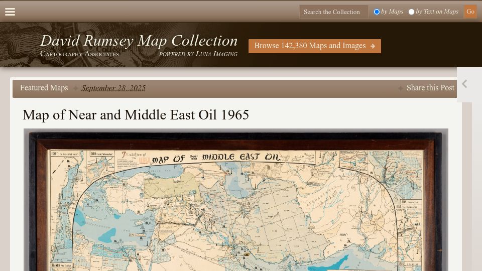 Screenshot of davidrumsey.com: Map of Near and Middle East Oil 1965