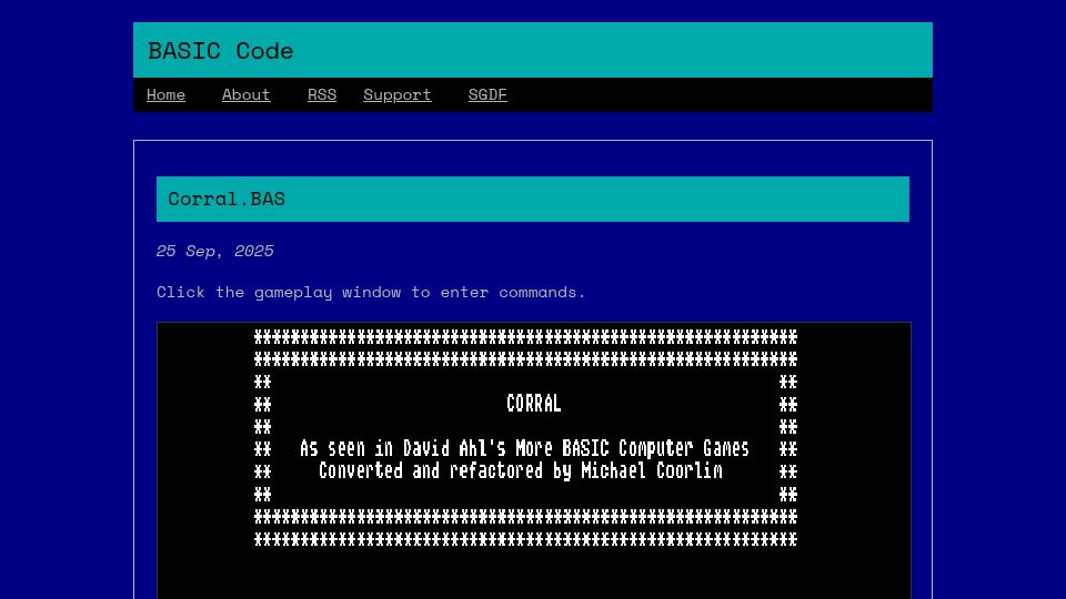 Screenshot of basic-code.bearblog.dev: Corral.BAS