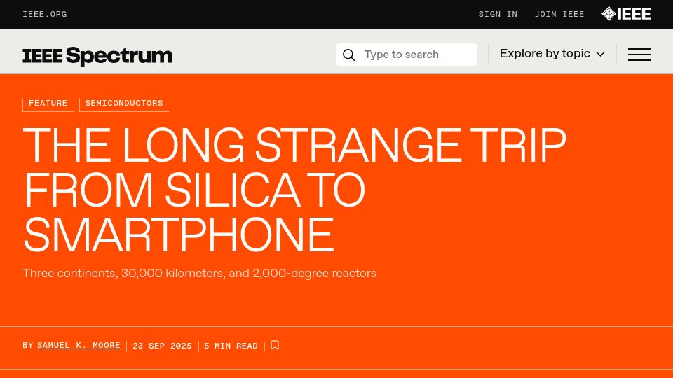 Screenshot of spectrum.ieee.org: The Long Trip from Silica to Smartphone
