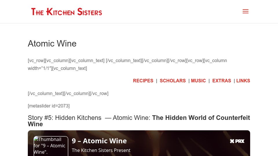 Screenshot of kitchensisters.org: Using Cesium-137 testing to find counterfeit wine