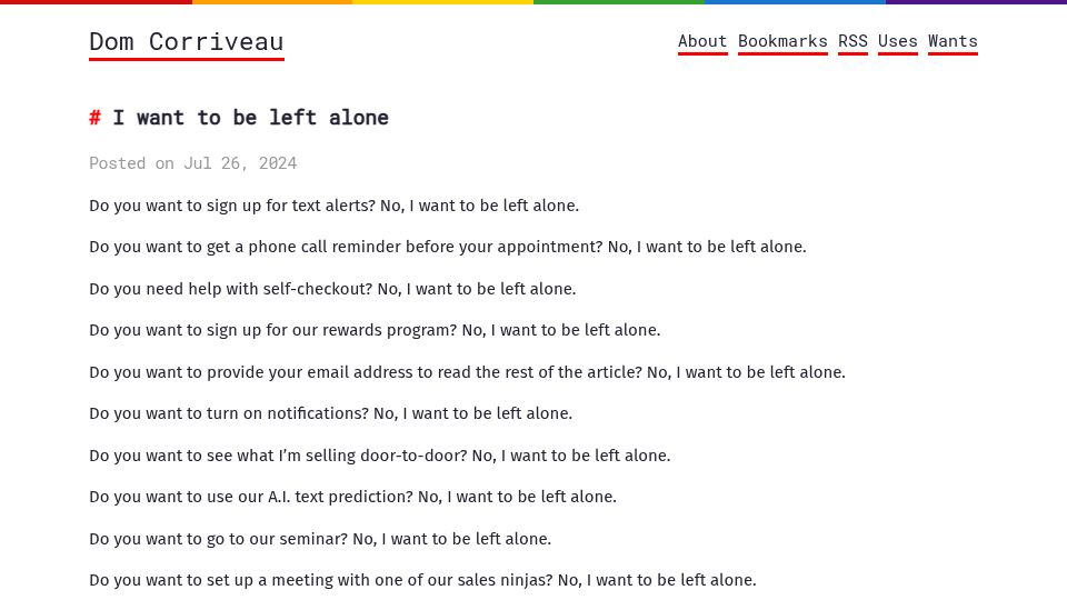 Screenshot of blog.ctms.me: I want to be left alone