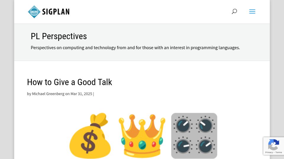 Screenshot of blog.sigplan.org: How to Give a Good Talk