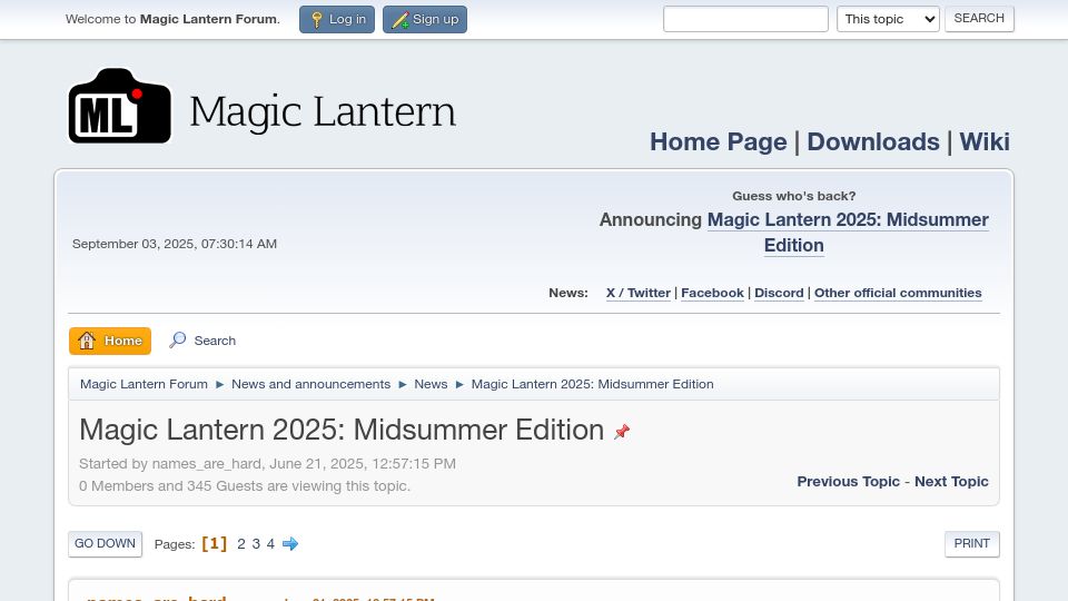 Screenshot of magiclantern.fm: Magic Lantern Is Back
