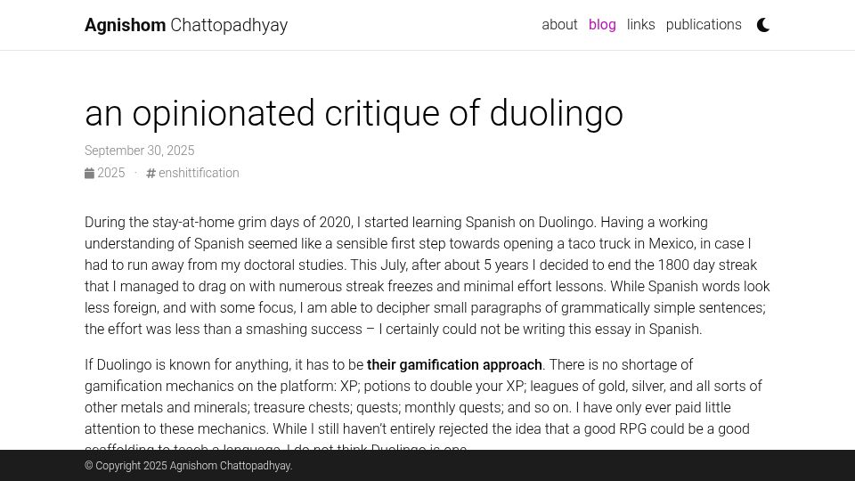 Screenshot of isomorphism.xyz: An opinionated critique of Duolingo
