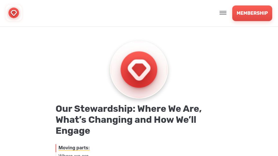 Screenshot of rubycentral.org: Our stewardship: Where we are, what's changing and how we'll engage