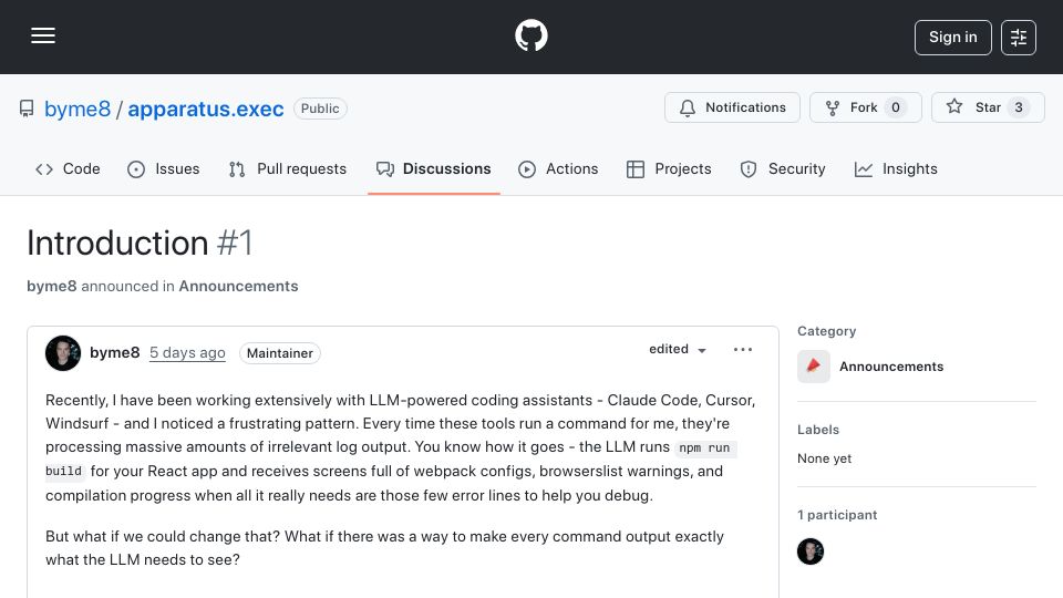 Screenshot of github.com: Improving LLM token usage when debugging