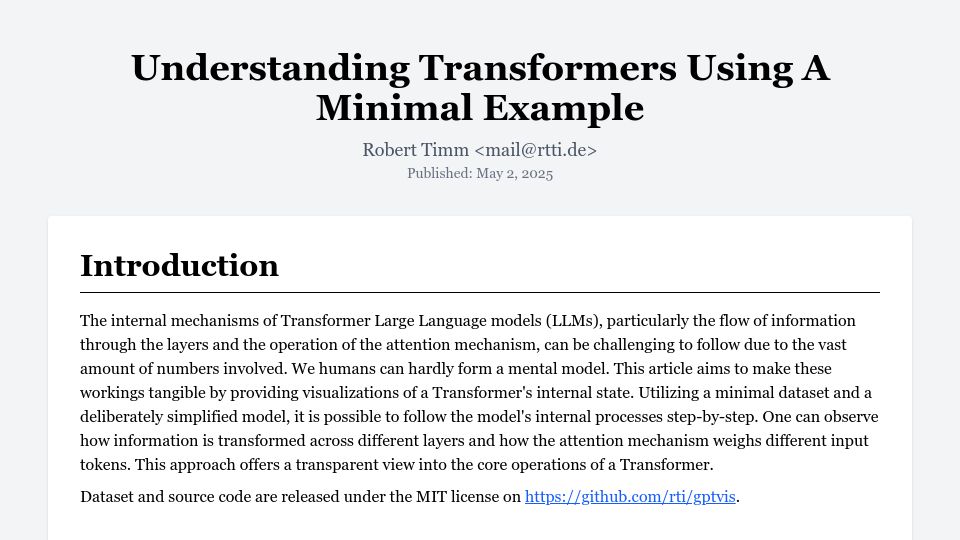 Screenshot of rti.github.io: Understanding Transformers Using a Minimal Example