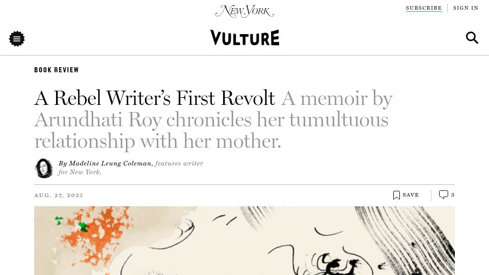 Screenshot of vulture.com: A Rebel Writer's First Revolt