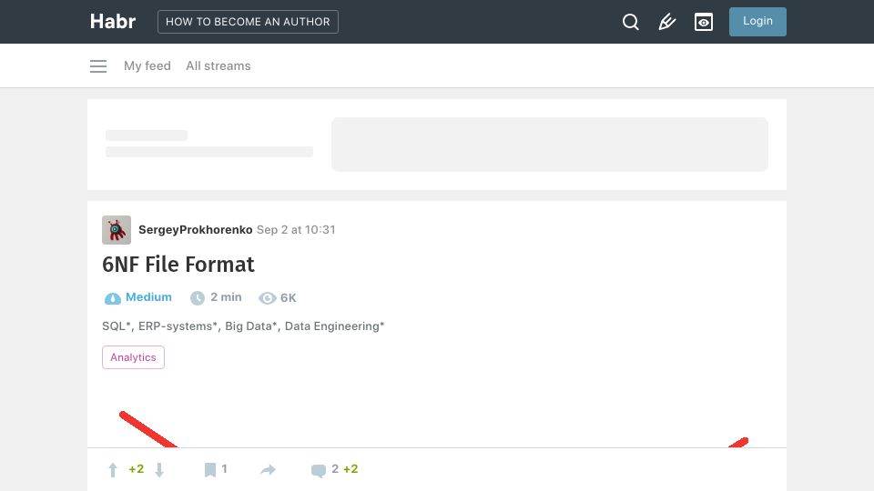 Screenshot of habr.com: 6NF File Format