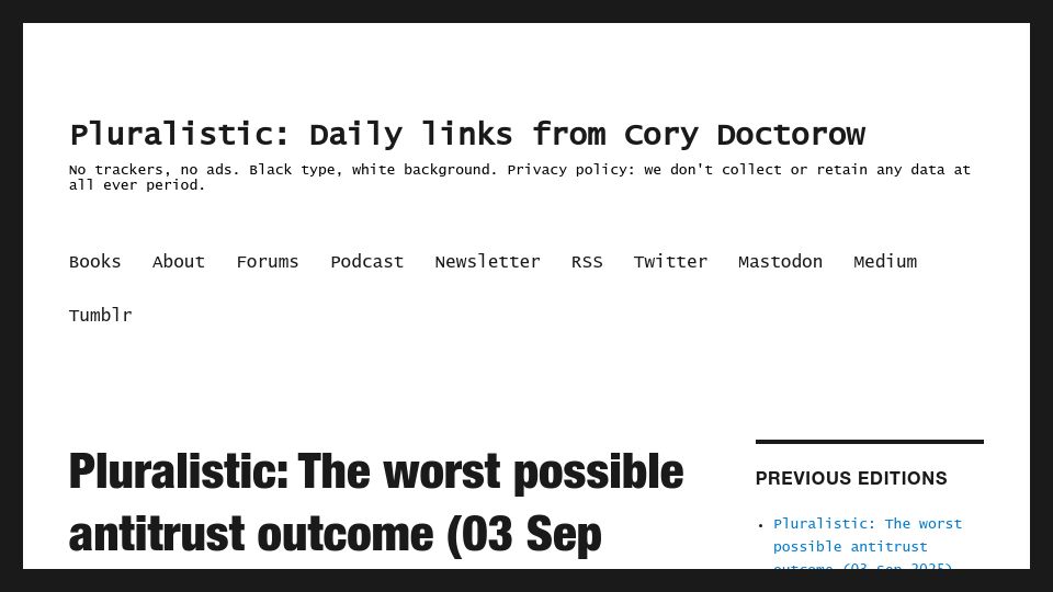 Screenshot of pluralistic.net: The worst possible antitrust outcome