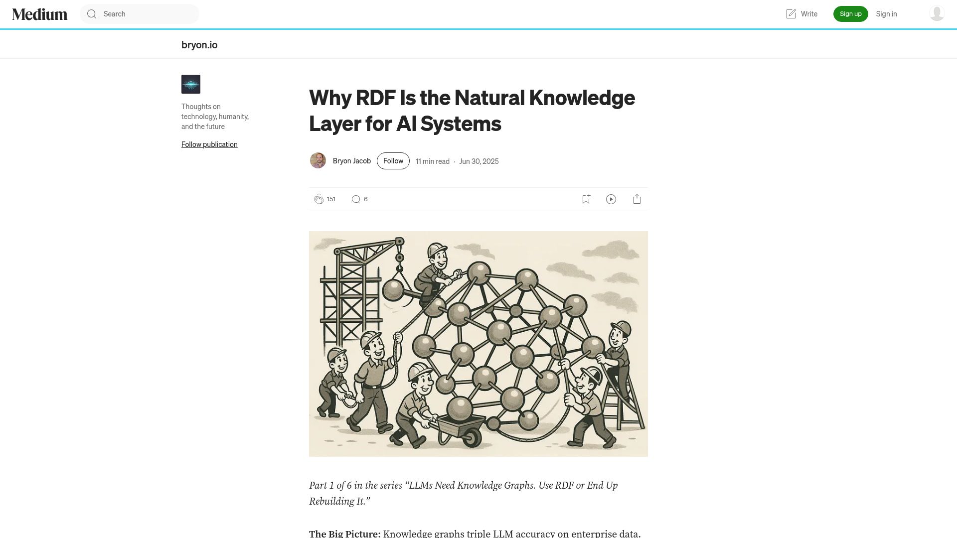 Screenshot of bryon.io: Why RDF Is the Natural Knowledge Layer for AI Systems