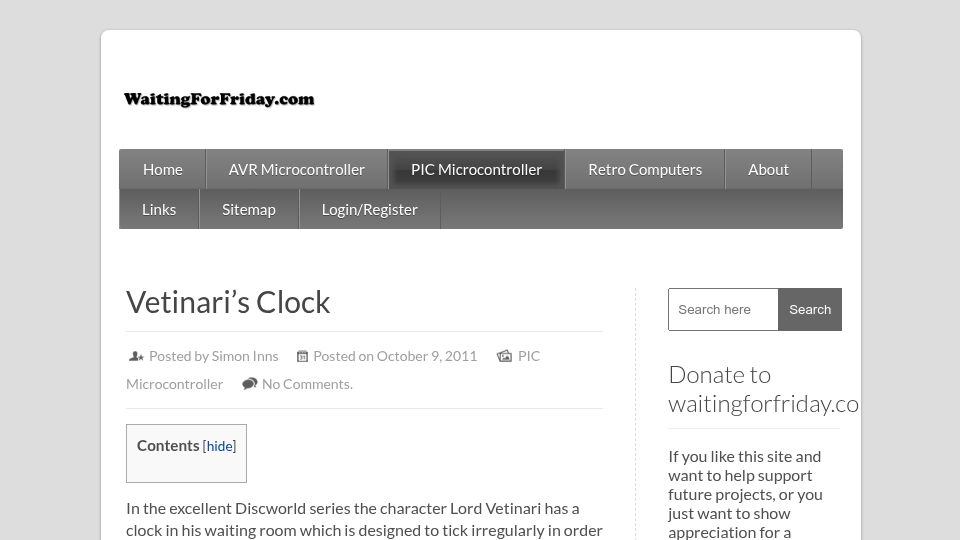 Screenshot of waitingforfriday.com: Vetinari's Clock (2011)