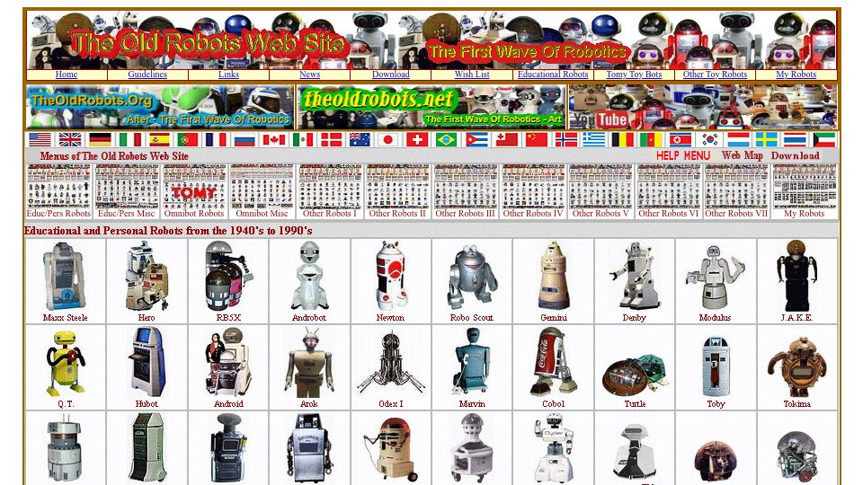 Screenshot of theoldrobots.com: The Old Robots Web Site