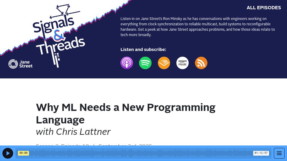 Screenshot of signalsandthreads.com: ML needs a new programming language – Interview with Chris Lattner