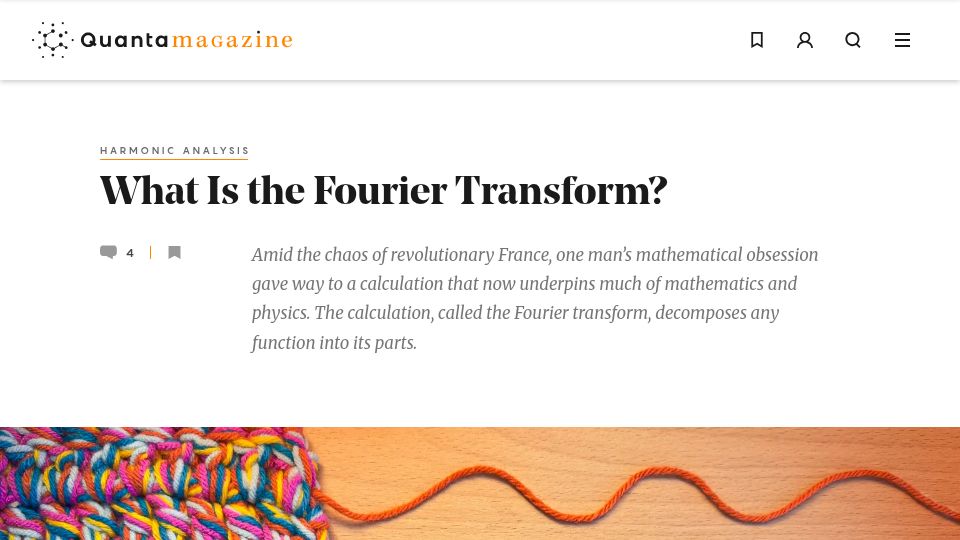 Screenshot of quantamagazine.org: What Is the Fourier Transform?
