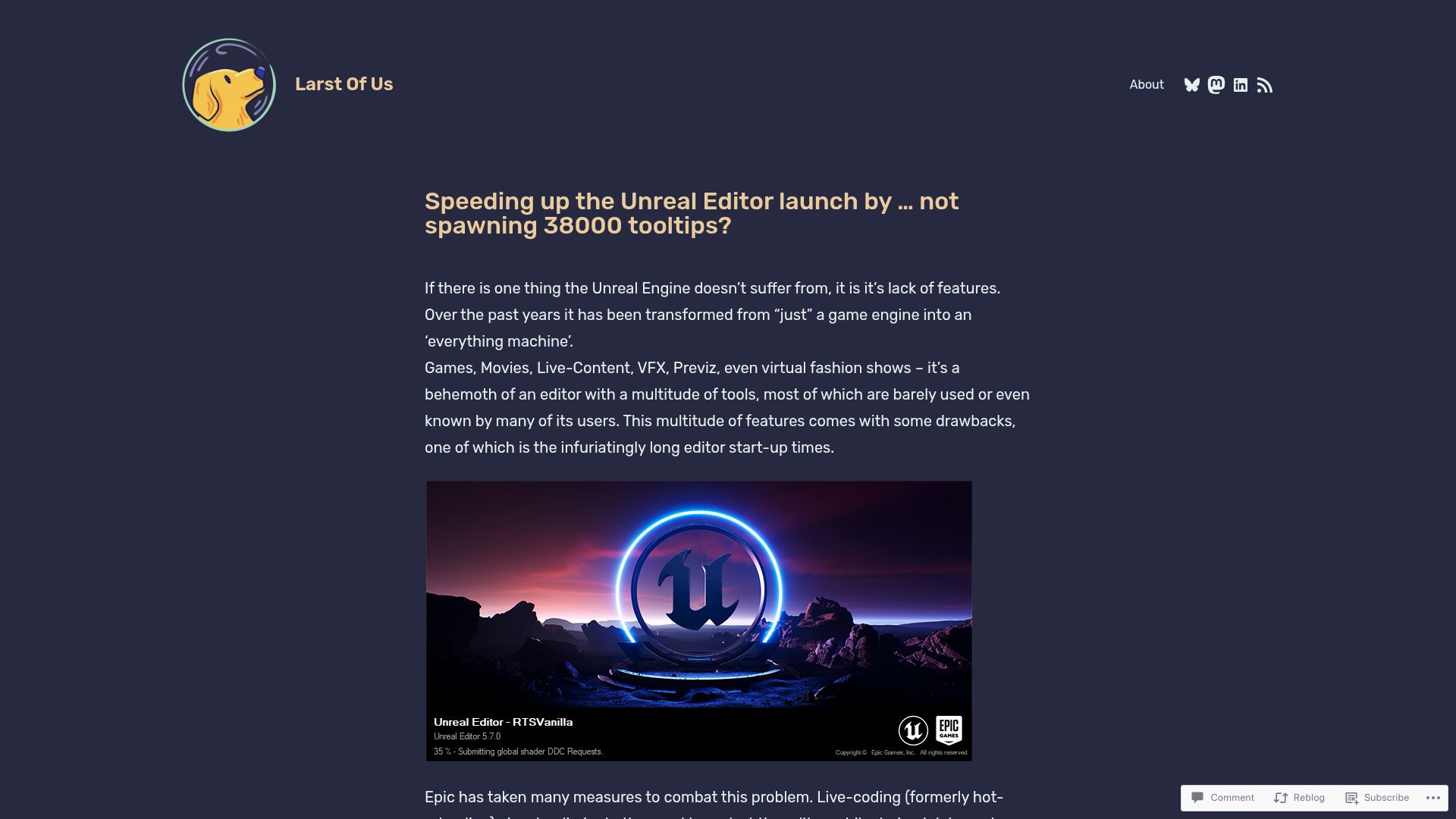 Screenshot of larstofus.com: Speeding up Unreal Editor launch by not spawning unused tooltips