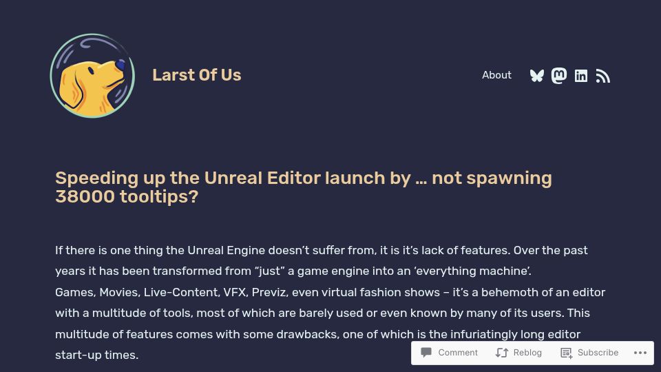 Screenshot of larstofus.com: Speeding up Unreal Editor launch by not spawning unused tooltips