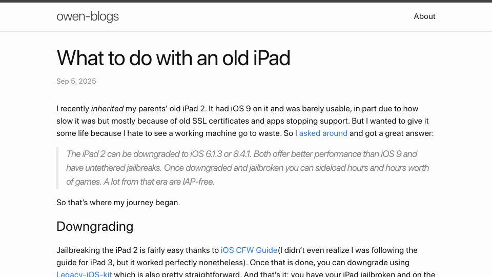 Screenshot of odb.ar: What to do with an old iPad