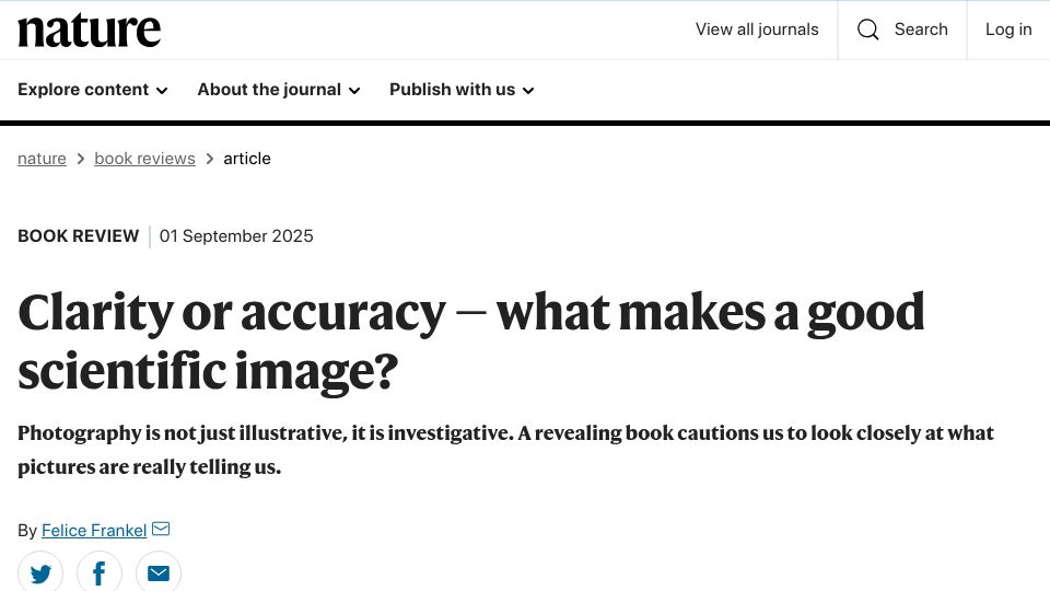 Screenshot of nature.com: Clarity or accuracy – what makes a good scientific image?