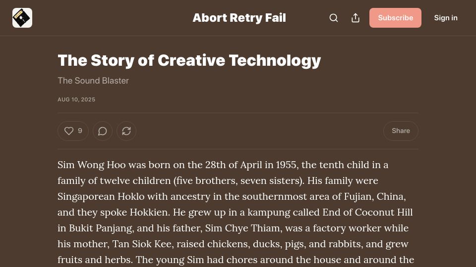 Screenshot of abortretry.fail: Creative Technology: The Sound Blaster