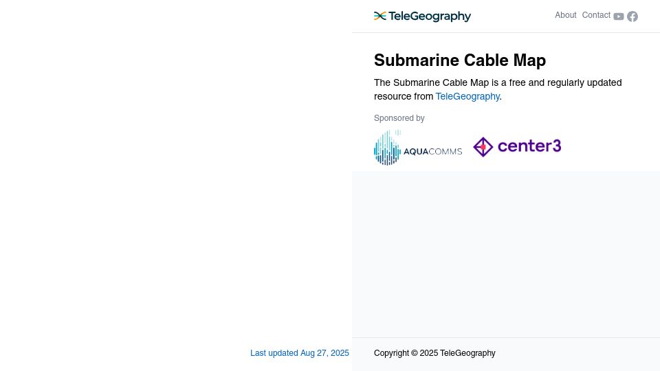 Screenshot of submarinecablemap.com: Submarine Cable Map