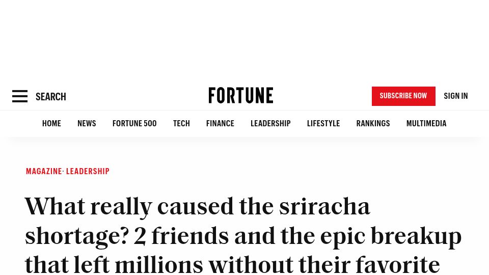 Screenshot of fortune.com: What Really Caused the Sriracha Shortage? (2024)