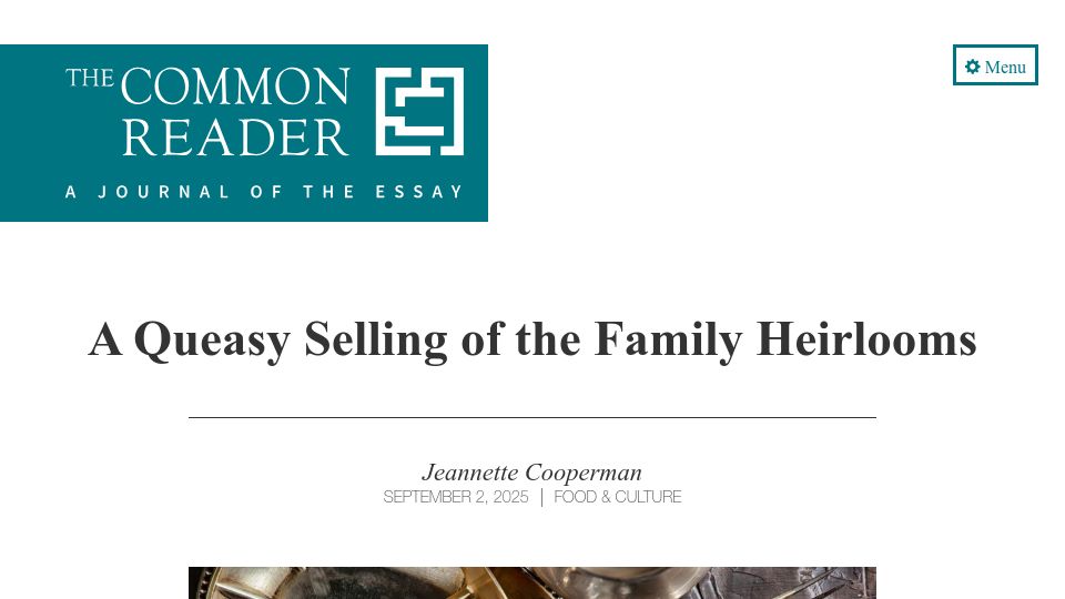 Screenshot of commonreader.wustl.edu: A queasy selling of the family heirlooms