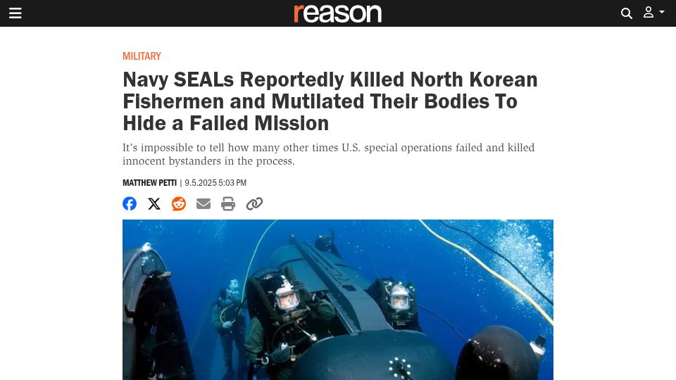 Screenshot of nytimes.com: Navy SEALs reportedly killed North Korean fishermen to hide a failed mission