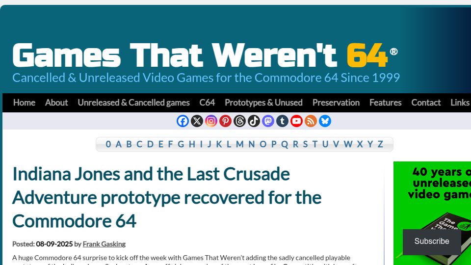 Screenshot of gamesthatwerent.com: Indiana Jones and the Last Crusade Adventure Prototype Recovered for the C64
