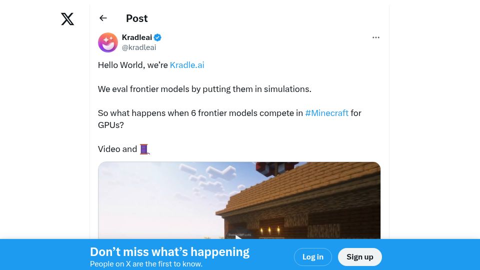 Screenshot of twitter.com: Kradle: Eval AI with Simulations