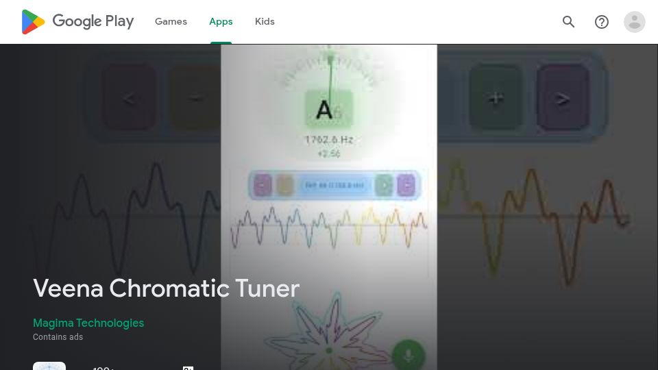 Screenshot of play.google.com: Show HN: Veena Chromatic Tuner