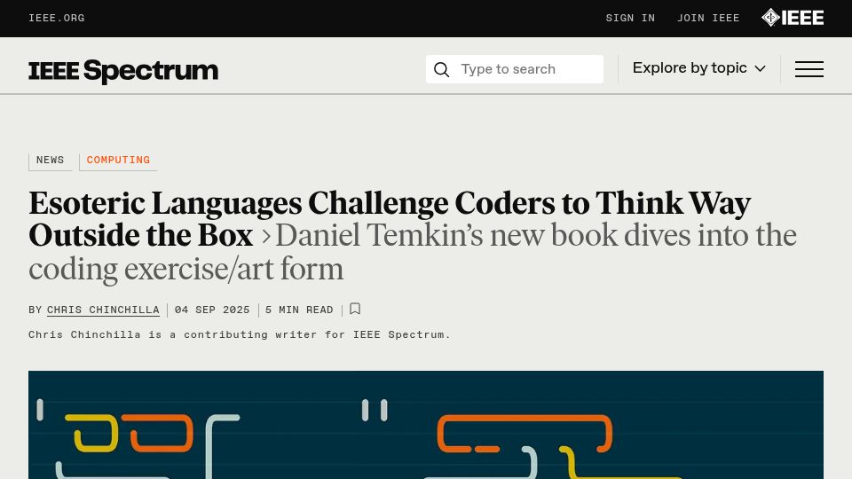 Screenshot of spectrum.ieee.org: Forty-Four Esolangs: The Art of Esoteric Code
