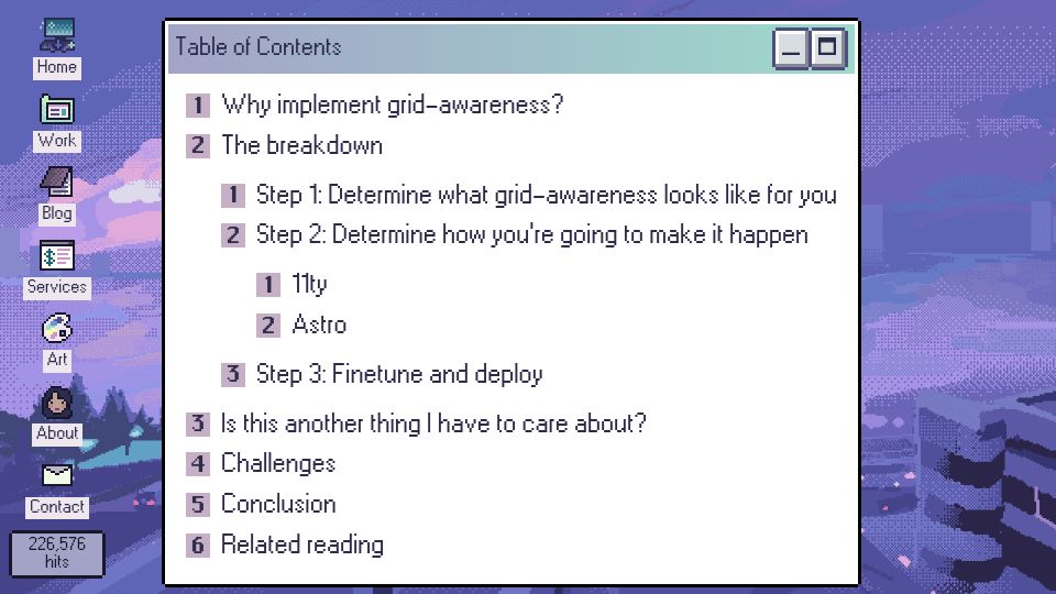 Screenshot of nicchan.me: Exploring Grid-Aware Websites