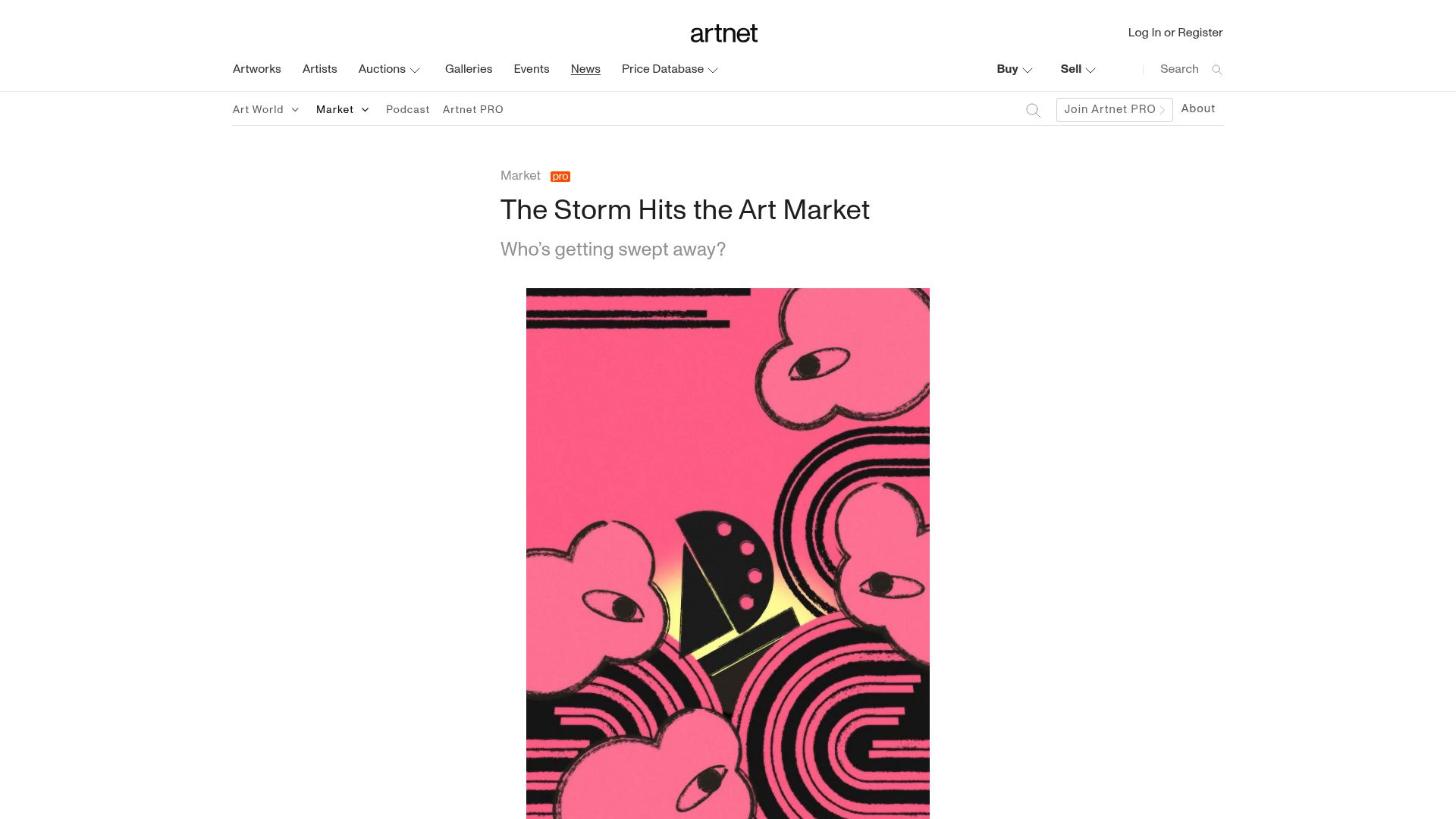 Screenshot of news.artnet.com: The Storm Hits the Art Market