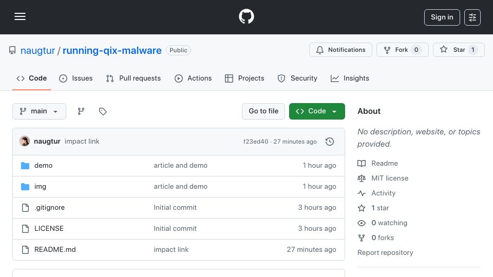 Screenshot of github.com: You too can run malware from NPM (I mean without consequences)