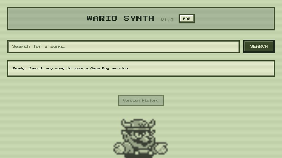 Screenshot of wario.style: Show HN: Wario Synth – Turn any song into Game Boy version