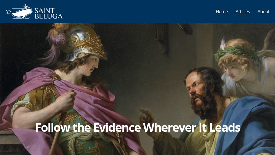 Screenshot of saintbeluga.org: Modern evidence for God from cosmology, astrochemistry, etc. (by a YC alum)