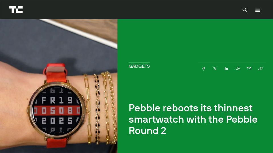 Screenshot of techcrunch.com: Pebble Round 2