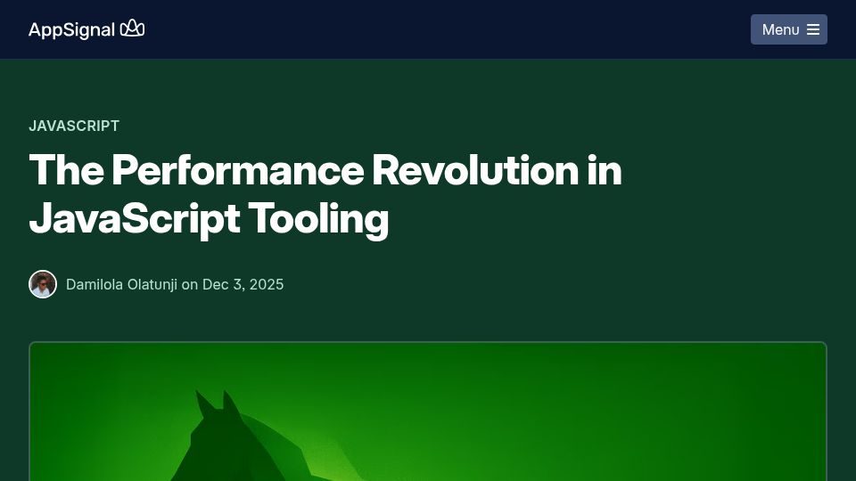 Screenshot of blog.appsignal.com: The Performance Revolution in JavaScript Tooling