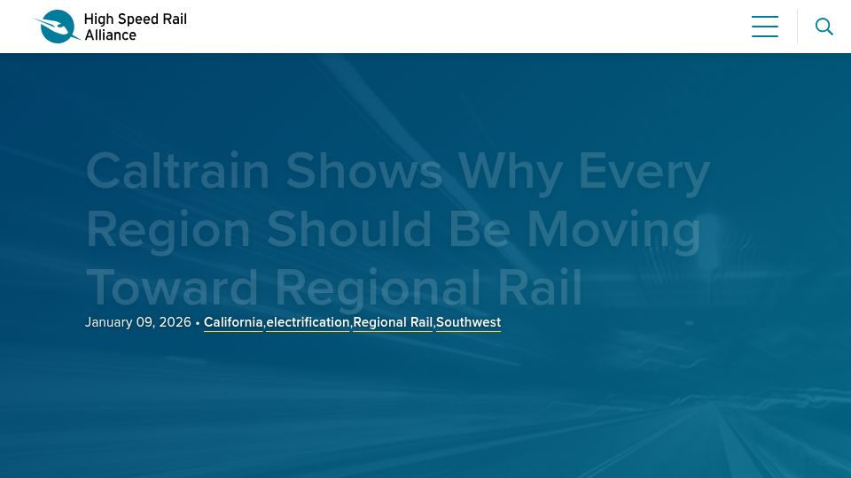 Screenshot of hsrail.org: Caltrain shows why every region should be moving toward regional rail
