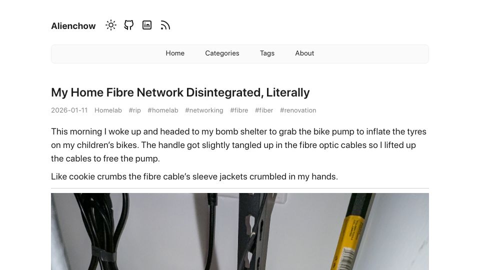 Screenshot of alienchow.dev: My Home Fibre Network Disintegrated
